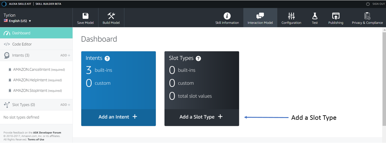 Alexa skill configuration