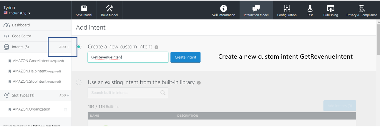 Alexa skill configuration