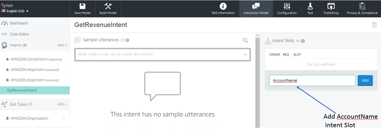Alexa skill configuration