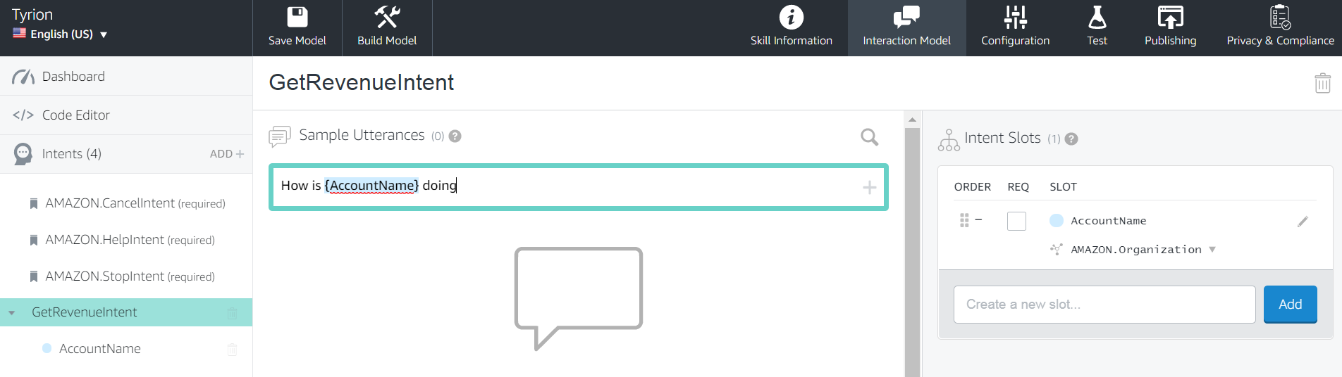 Alexa skill configuration